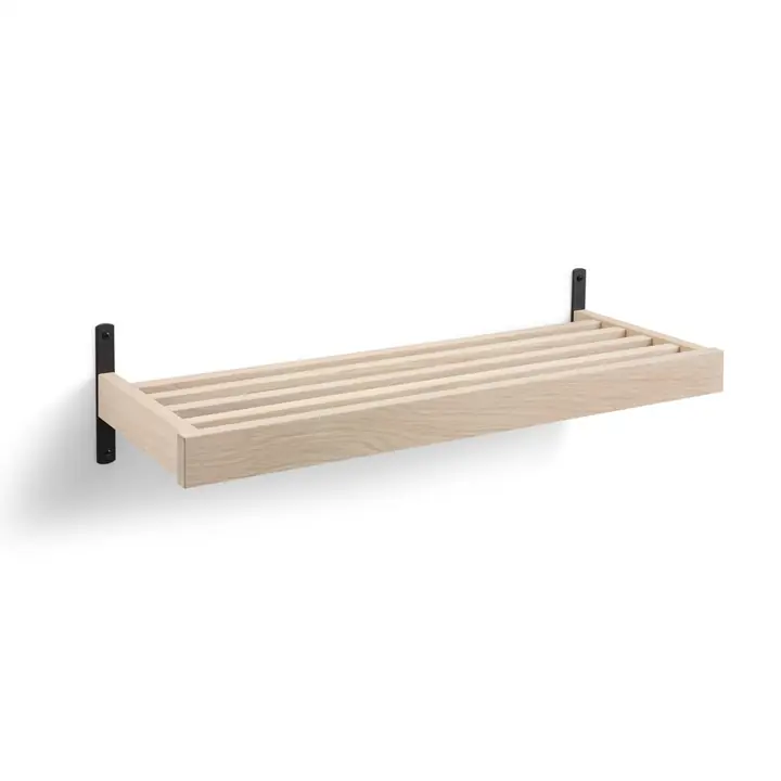 Nadja Skohylla 80 cm Björk Vitlack/Mattsvart Stål 1 plan vägghängd risnedsättning