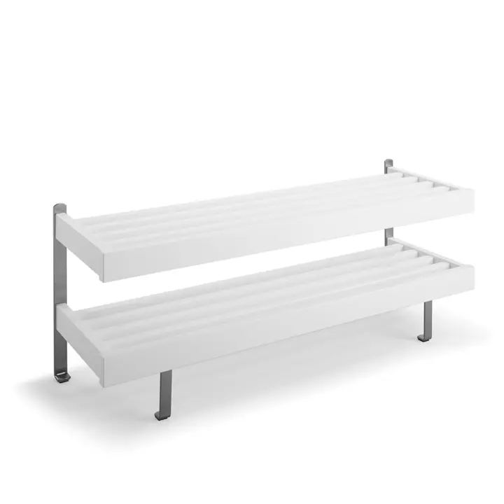 Nadja Skohylla 100 cm Björk Vitlack/Mattsvart Stål 2 plan golv Populärt val