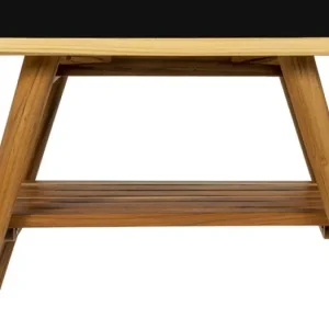 Badrumsskåp med struktur i naturlig teak och låda i mahogny - Gatien Begränsad tid