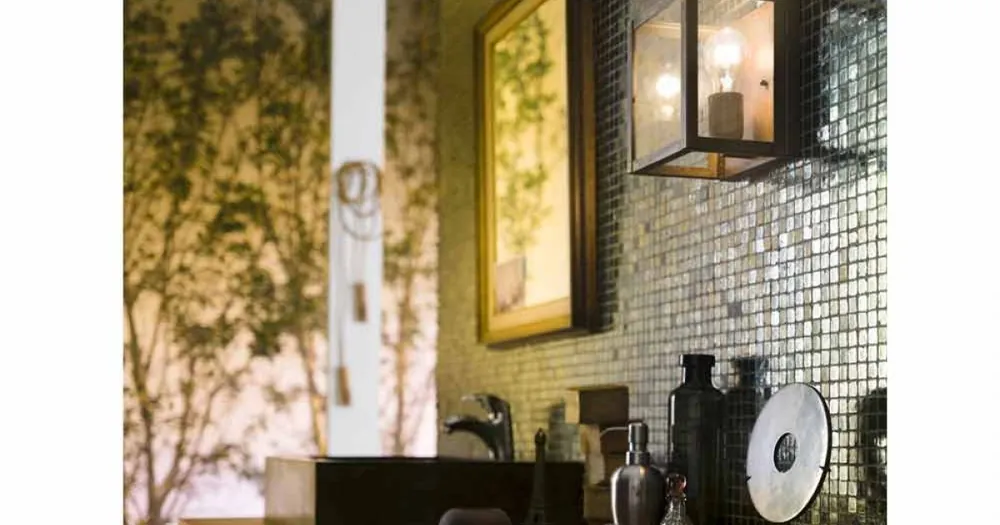 Industriell lampa i mässing och glas panel Il Fanale Extra rabatt