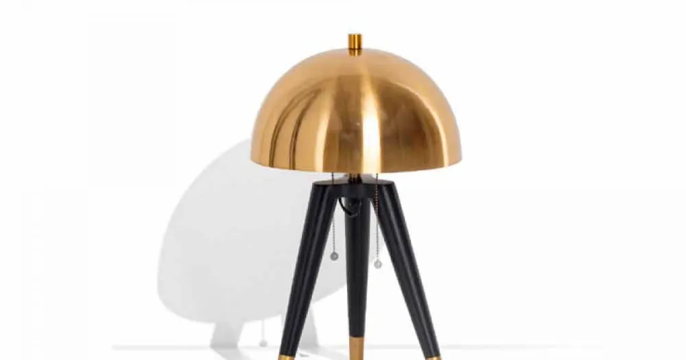 Begränsat antal Bordslampa i svart metall och borstad mässing tillverkad i Italien - Peter