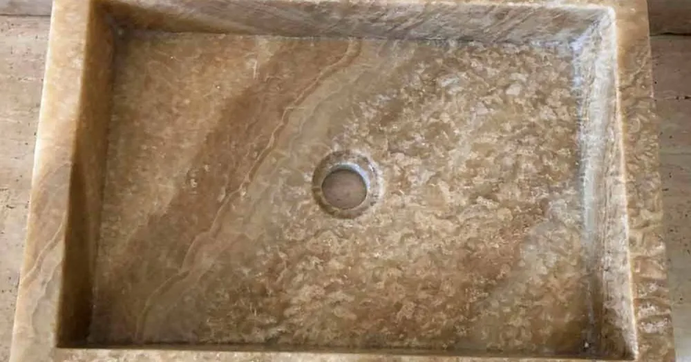 Trygg betalning Countertop design handfat i onyx, natursten, Jef, unikt stycke