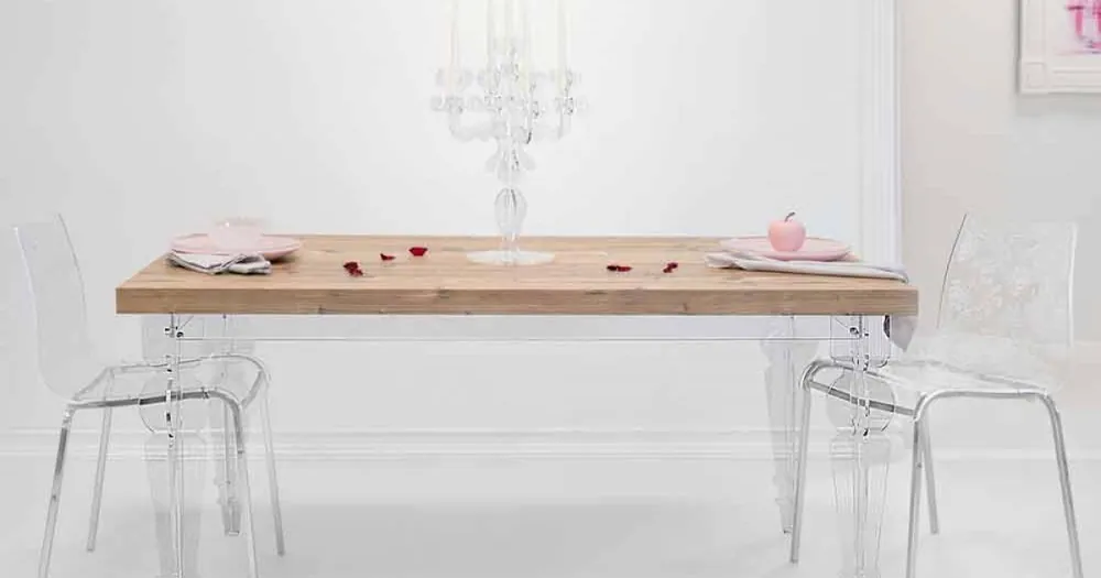 Nyhet Designbord av gran och träplastglas tillverkat i Italien, Castro