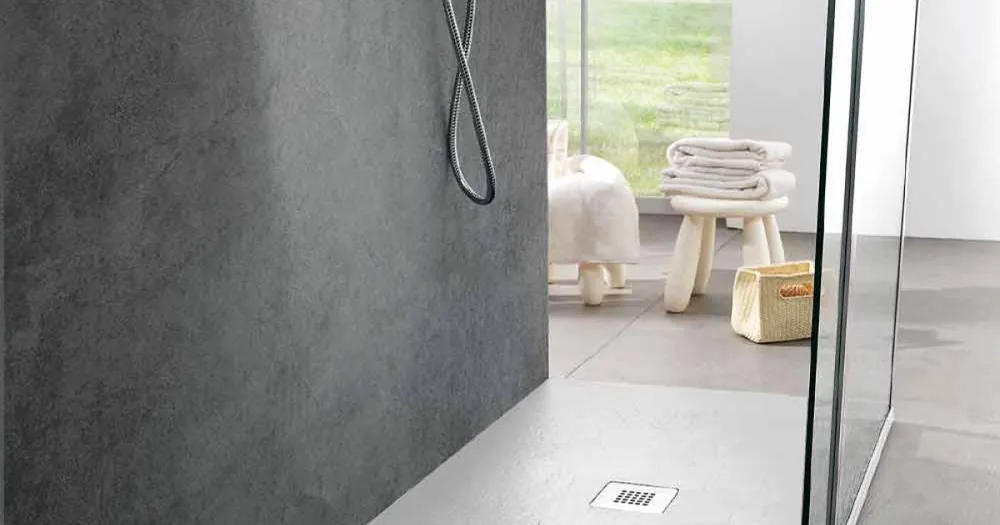 Duschbricka 120x90 Modern design i vit hartsskiffereffekt - Sommo Snabb leverans