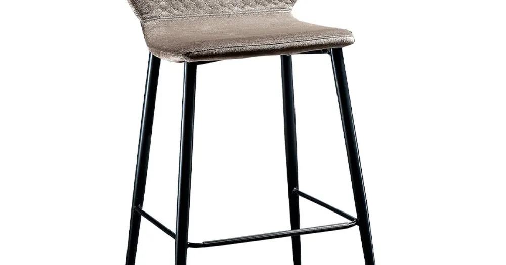Trygg betalning Elegant pall i färgad quiltad sammet och antracitmetall - Scarat