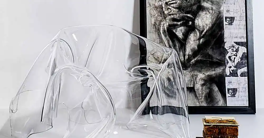 Fåtölj modern design plexiglas Paris, tillverkad i Italien Endast denna vecka
