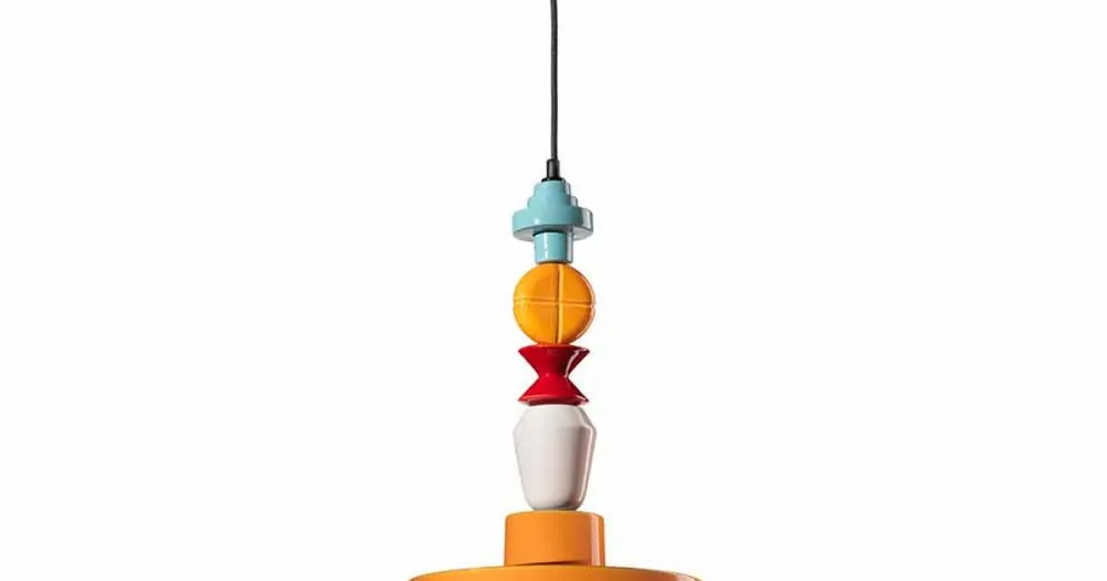Köp online Hängande lampa Gul eller grön keramik Tillverkad i Italien Design - Ferroluce Lariat