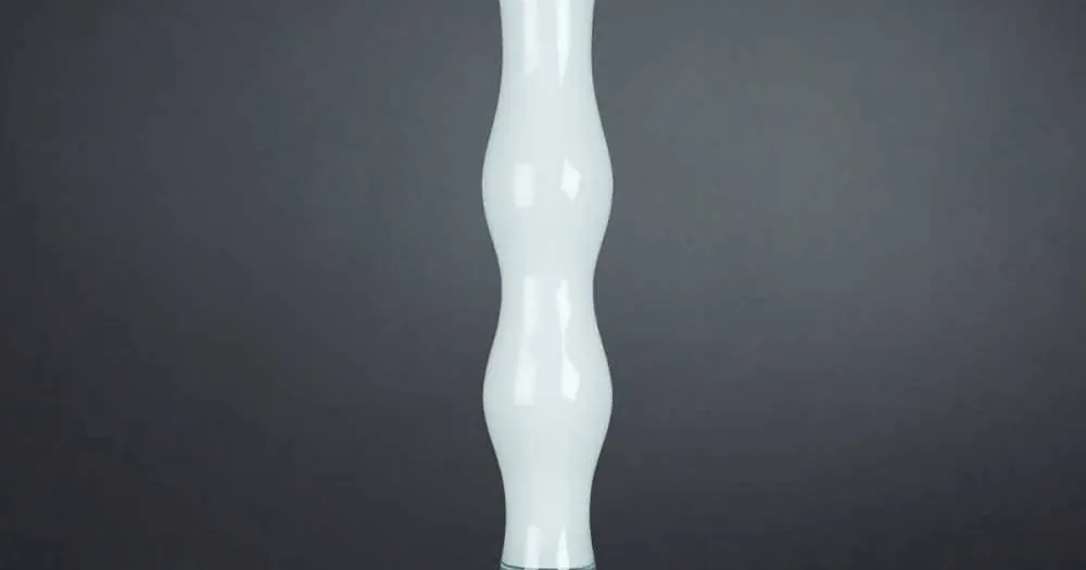Köp online Hög dekorativ vas i transparent och vitt glas tillverkad i Italien - Gondo