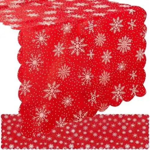 Beställ idag Julbordslöpare Röd med Snöflingor 150x35 cm