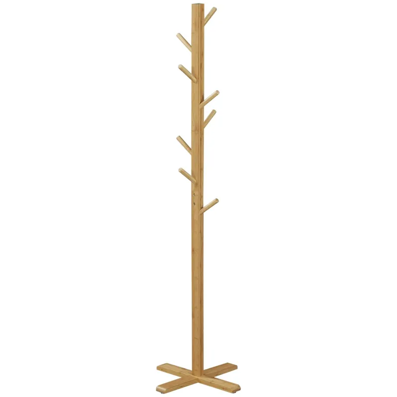 Bambu Klädhängare med 8 Krokar, Naturfinish Fynd