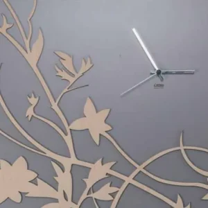 Erbjudande Väggklocka för modern grå rektangulär design i dekorerat trä - Gallium