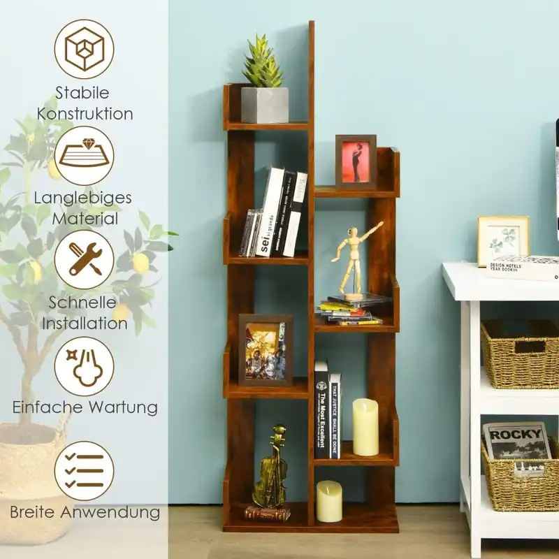 Populärt val Trädformad bokhylla – 8 hyllor, platsbesparande design