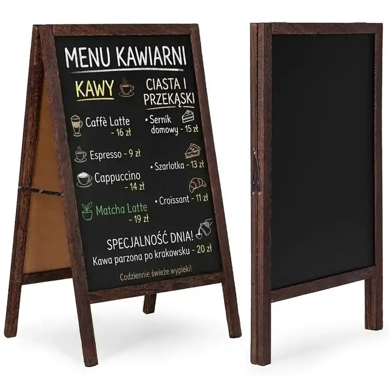 risnedsättning Dubbelsidig griffeltavla A-tavla – 83x50 cm, träram