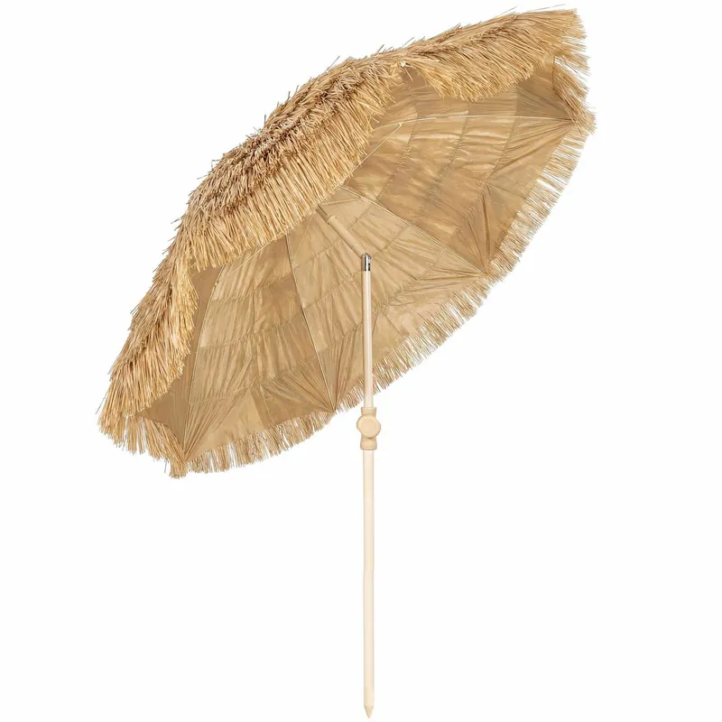 Köp online 150 cm Tiki-strandparasoll – Justerbar lutning och sandankare