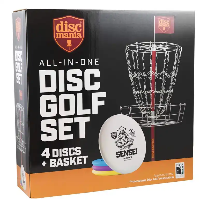 Discgolfset med korg och 4 mjuka putters Trygg betalning