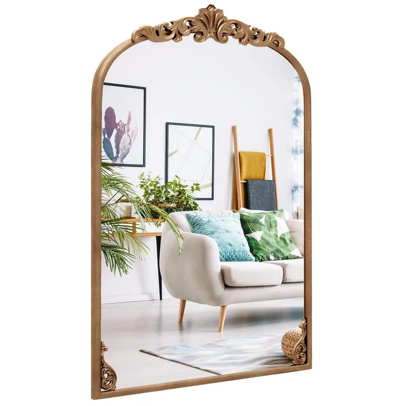 Sista chansen Välvd väggspegel i barockt guld – 95 x 66 cm