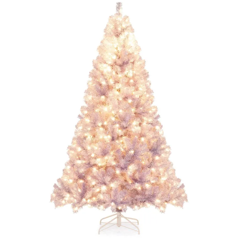 225 cm förbelyst lila julgran med LED-ljus Handla nu