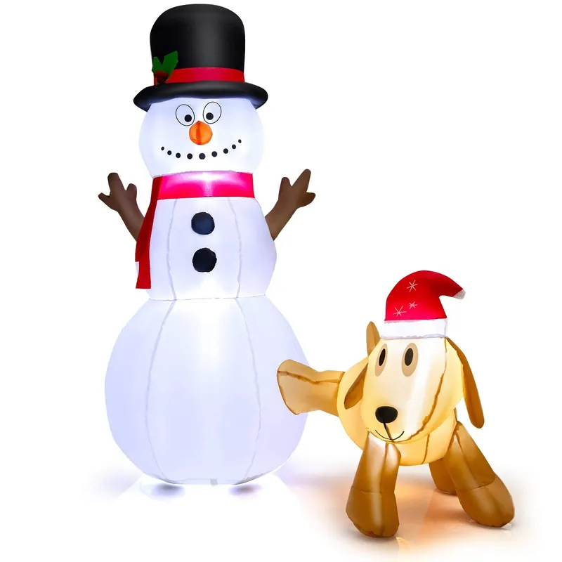 Köp online Uppblåsbar julsnögubbe med hund, 180 cm, LED-ljus