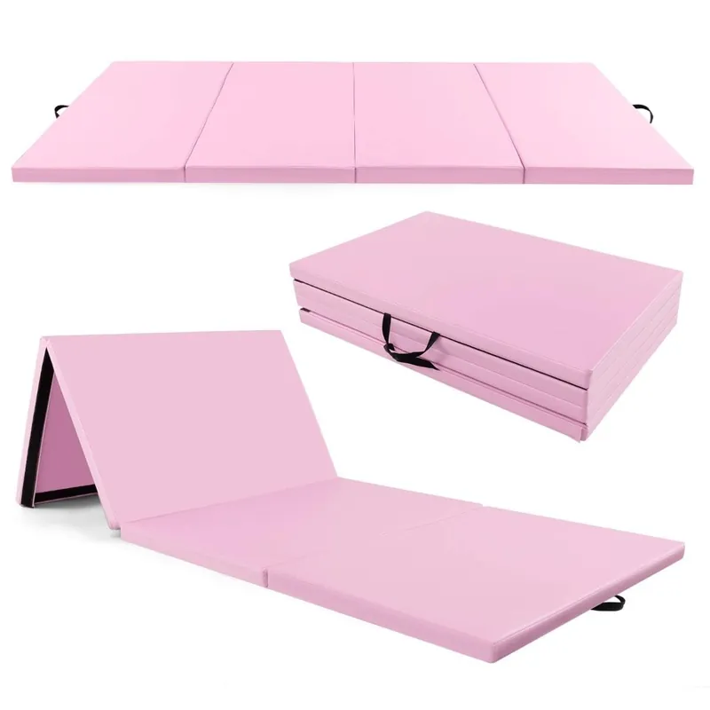 Endast idag Hopfällbar gymnastikmatta – rosa, 5 cm tjockt skum, enkel förvaring