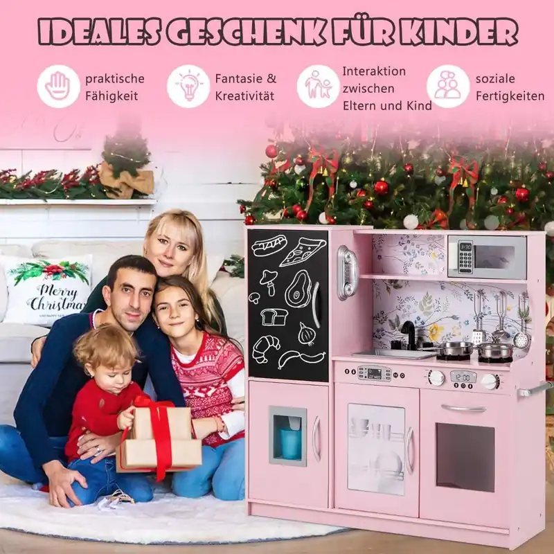 Lågt pris Lekköksset för barn – rosa, inkluderar griffeltavla och tillbehör