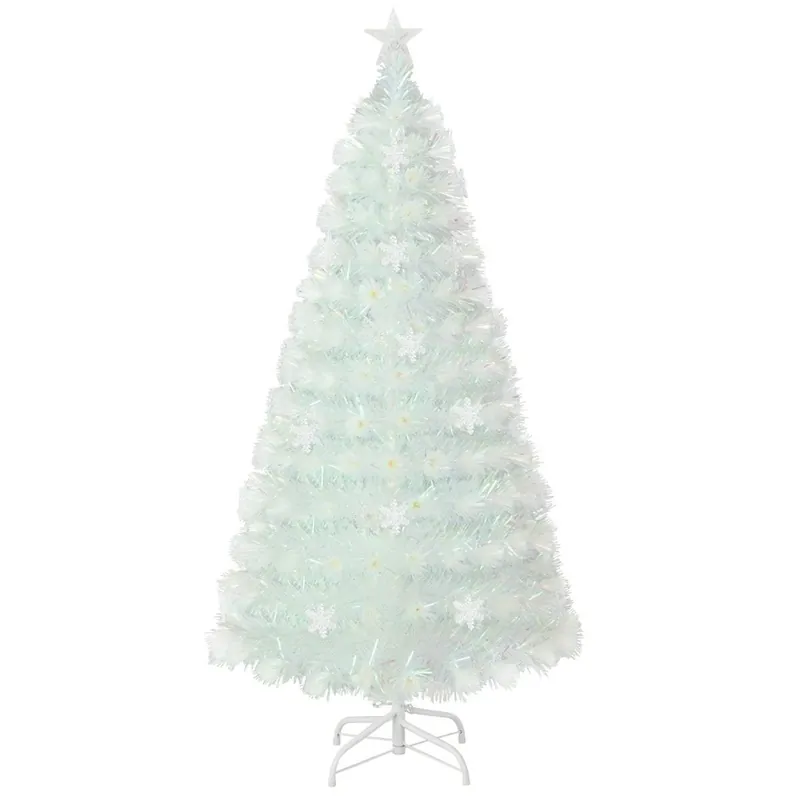 150 cm vit julgran med LED-lampor och fiberoptik Kampanjpris